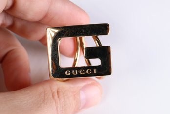 Gucci G Logo Scarf Ring Gold Tone Scarf Holder Metal Accessory