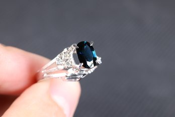 Platinum, Natural Sapphire & Diamond Ring 1.44ctw, 5.98 Grams Jewelry Gemstone Diamonds