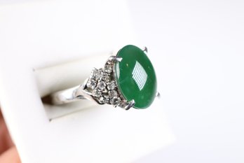 Platinum, Natural Jade & Diamond Ring, 4.65ctw, 7.8 Grams Jewelry Gemstone Diamonds