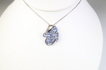 Platinum, Natural Unheated Sapphire Pendant 3.74ctw, 6.63 Grams Jewelry Gemstone Natural Round Cut