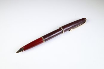 Vintage 1970s Platinum Sheep Leather-Wrapped Fountain Pen 14K Fine Nib