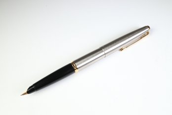 Vintage Parker 45 Steel Flighter & Gold Trim Fountain Pen - Nib 'M' 14K