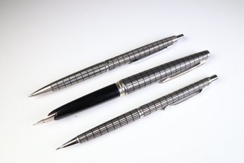 Pilot Elite Silver Grid Fountain Pen 18K-750 M Nib H575, Pencil & Ballpoint Pen