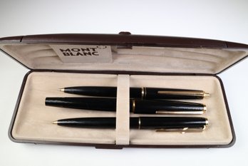 Montblanc Fountain Pen, Pencil, And Pen Set 14k Gold Nib With Case