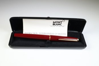 MONTBLANC Fountain Pen In Burgundy Red 18k Gold Nib With Case