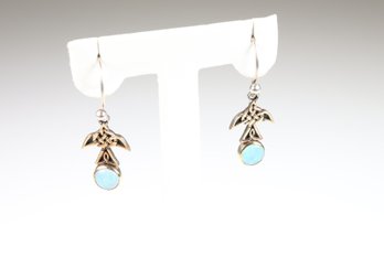 Helen Chantler 14K Gold Over Sterling Silver 925 Celtic Swallow And Opal Earrings