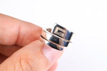 GUCCI Spiral G Logo Snake Ring Sterling Silver 925