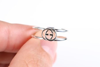 Gucci Womens Interlocking G Cutout Sterling Silver 925 Ring