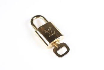 Louis Vuitton Pad Lock Lock & Key Brass Gold Key Number 321 Authentic