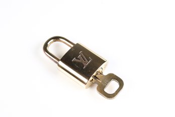 Louis Vuitton Pad Lock Lock & Key Brass Gold Key Number 315 Authentic