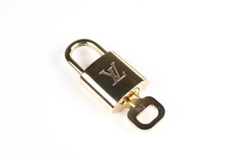 Louis Vuitton Pad Lock Lock & Key Brass Gold Key Number 316 Authentic