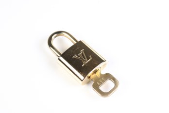 Louis Vuitton Pad Lock Lock & Key Brass Gold Key Number 339 Authentic