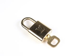 Louis Vuitton Pad Lock Lock & Key Brass Gold Key Number 344 Authentic