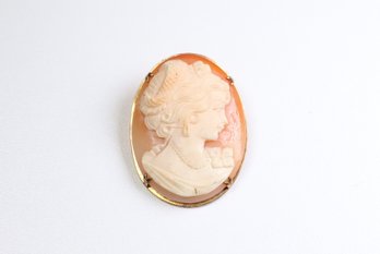 Sterling Silver 925 & Gold Plated Cameo Pendant Brooch