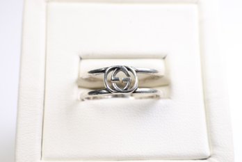 Gucci Interlocking G Open Band Ring Sterling Silver 925 Designer Jewelry
