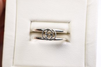 Gucci Interlocking G Open Band Ring Sterling Silver 925 Designer Jewelry