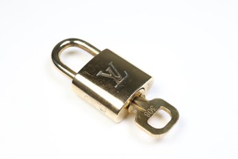 Louis Vuitton Pad Lock Lock & Key Brass Gold Key Number 308 Authentic