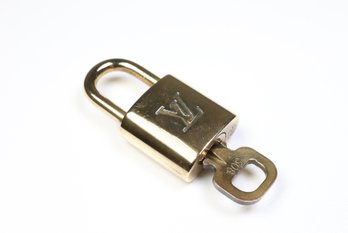 Louis Vuitton Pad Lock Lock & Key Brass Gold Key Number 308 Authentic