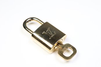 Louis Vuitton Pad Lock Lock & Key Brass Gold Key Number 305 Authentic