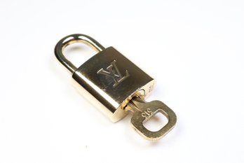 Louis Vuitton Pad Lock Lock & Key Brass Gold Key Number 313 Authentic