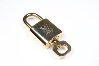 Louis Vuitton Pad Lock Lock & Key Brass Gold Key Number 323 Authentic