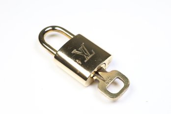 Louis Vuitton Pad Lock Lock & Key Brass Gold Key Number 318 Authentic
