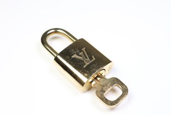 Louis Vuitton Pad Lock Lock & Key Brass Gold Key Number 315 Authentic