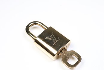 Louis Vuitton Pad Lock Lock & Key Brass Gold Key Number 325 Authentic