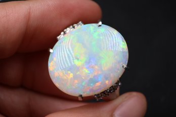 Platinum, Australian Opal And Diamond Ring, 5.88ctw, 6.48 Grams Jewelry Diamonds Gemstone