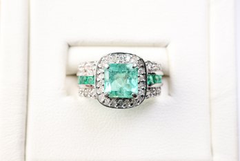 Platinum, Colombian Emerald & Diamond Ring 2.20ctw, 4.06 Grams Jewelry Gemstone Diamonds