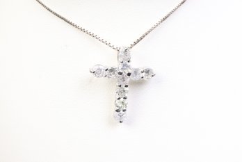 Platinum, Natural Diamond Cross Pendant 1.00ctw, 1.83 Grams Gemstone Jewelry