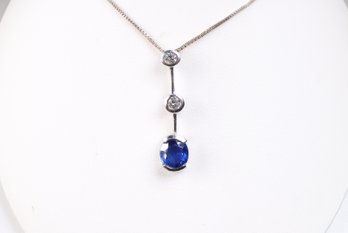 Platinum, Natural Sapphire & Diamond Pendant 1.34ctw, 2.61 Grams Jewelry Gemstone Diamonds