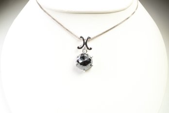 18k White Gold, Black Diamond & Diamond Pendant 2.83ctw, Gemstone Jewelry Diamonds