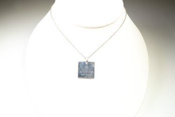 Gucci Sterling Silver 925 Square Logo Tag Pendant Necklace, Made In Italy