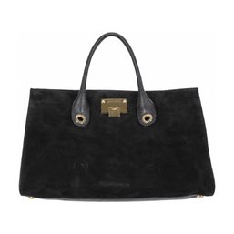 Jimmy Choo Riley Black Suede Leather Tote Bag Handbag Purse Top Handle