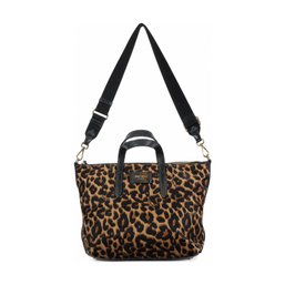 Jimmy Choo Leopard Print Nylon Leather Tote Bag Handbag Purse Shoulder