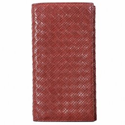 Bottega Veneta Intrecciato Red Leather Continental Wallet Purse Clutch