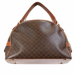 Céline Macadam Brown Canvas Leather Bowling Bag Handbag Purse Top Handle
