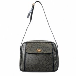 Celine Macadam Monogram Canvas Leather Shoulder Bag Crossbody Purse Handbag Olive