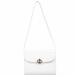 Céline White Leather Shoulder Bag Handbag Purse Turnlock Flap