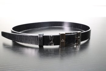 Gucci Black Leather Skinny Belt Silver Hardware