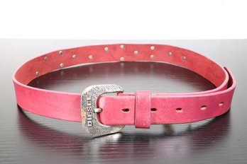 Diesel Vintage Pink Leather Leather Belt Silver Hardware