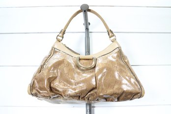 Gucci Abbey D-Ring GG Canvas Leather Hobo Shoulder Bag Beige Gold