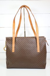 Celine Macadam Large Brown Leather Tote Bag Purse