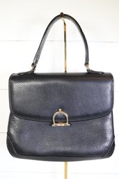Celine Top Handle Bag In Black Leather