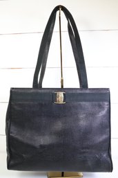 Salvatore Ferragamo Vara Black Leather Tote Bag