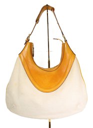 Gucci Hysteria Hobo Bag In Off-white Canvas With Orange Leather Trim