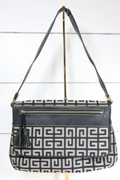 Givenchy Black And Grey Monogram Canvas And Leather Shoulder Bag