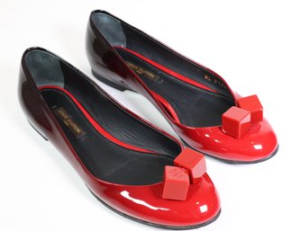 Louis Vuitton Red Ombre Patent Leather Ballet Flats With Dice