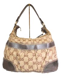 Gucci GG Crystal Coated Canvas One-shoulder Bag In Beige And Brown